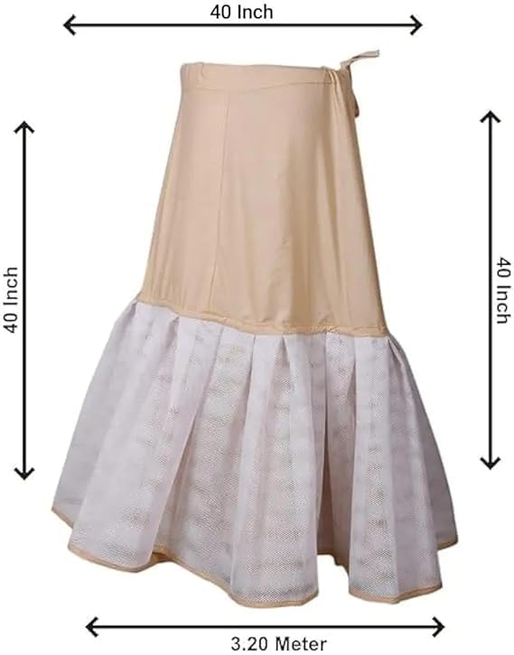 Sianna Collections Cotton Full Length Petticoat/Camisole/Slip/Spaghetti/Cancan Skirt, Pack of 1 Cream