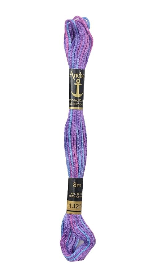 Anchor Cross Stich/Long Stich Embroidery Cotton Threads,Pack of 25, 8 Mt Each Skeins (Multicolour (25 Shades X 2 Each - 50 skeins))