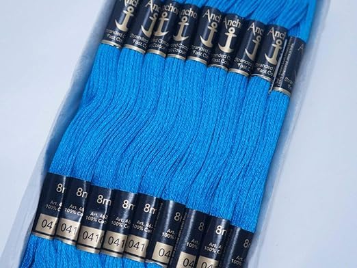 Anchor Cross Stich/Long Stich Embroidery Cotton Threads,Pack of 25, 8 Mt Each Skeins (Multicolour (25 Shades X 2 Each - 50 skeins))