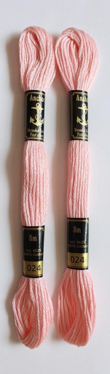 Anchor Cross Stich/Long Stich Embroidery Cotton Threads,Pack of 25, 8 Mt Each Skeins (Multicolour (25 Shades X 2 Each - 50 skeins))