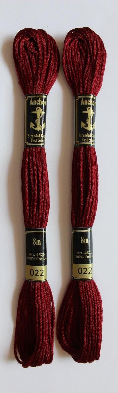 Anchor Cross Stich/Long Stich Embroidery Cotton Threads,Pack of 25, 8 Mt Each Skeins (Multicolour (25 Shades X 2 Each - 50 skeins))