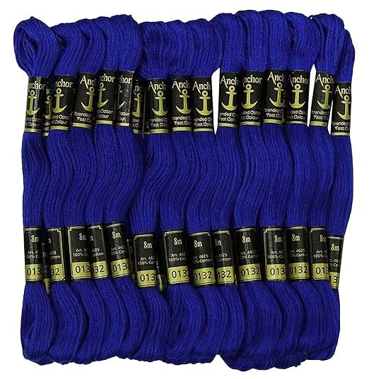 Anchor Cross Stich/Long Stich Embroidery Cotton Threads,Pack of 25, 8 Mt Each Skeins (Multicolour (25 Shades X 2 Each - 50 skeins))