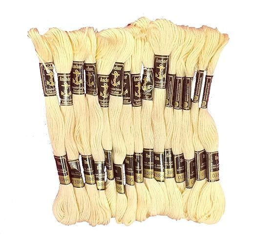 Anchor Cross Stich/Long Stich Embroidery Cotton Threads,Pack of 25, 8 Mt Each Skeins (Multicolour (25 Shades X 2 Each - 50 skeins))