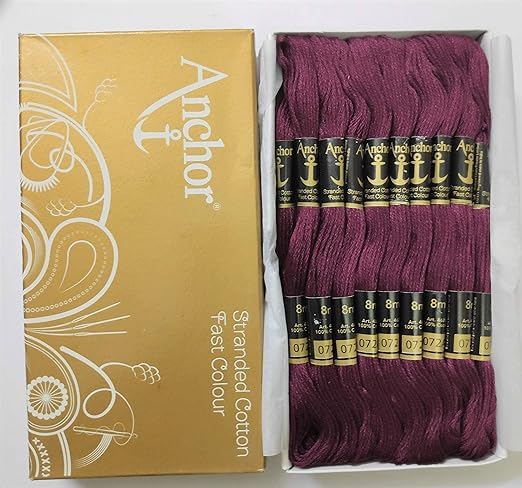 Anchor Cross Stich/Long Stich Embroidery Cotton Threads,Pack of 25, 8 Mt Each Skeins (Multicolour (25 Shades X 2 Each - 50 skeins))