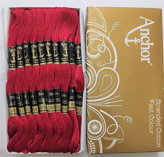 Anchor Cross Stich/Long Stich Embroidery Cotton Threads,Pack of 25, 8 Mt Each Skeins (Multicolour (25 Shades X 2 Each - 50 skeins))