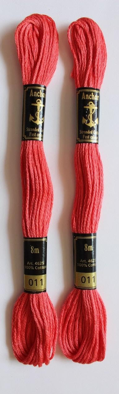 Anchor Cross Stich/Long Stich Embroidery Cotton Threads,Pack of 25, 8 Mt Each Skeins (Multicolour (25 Shades X 2 Each - 50 skeins))