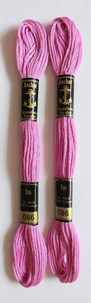 Anchor Cross Stich/Long Stich Embroidery Cotton Threads,Pack of 25, 8 Mt Each Skeins (Multicolour (25 Shades X 2 Each - 50 skeins))