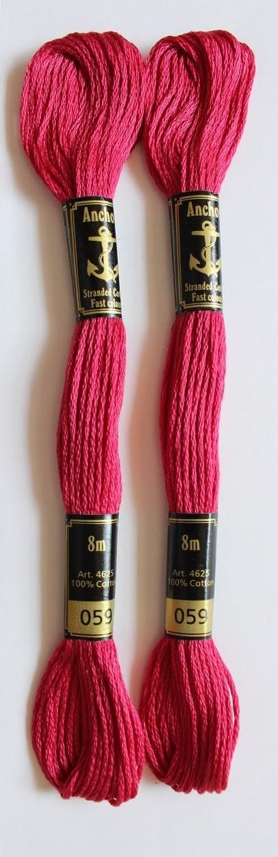 Anchor Cross Stich/Long Stich Embroidery Cotton Threads,Pack of 25, 8 Mt Each Skeins (Multicolour (25 Shades X 2 Each - 50 skeins))