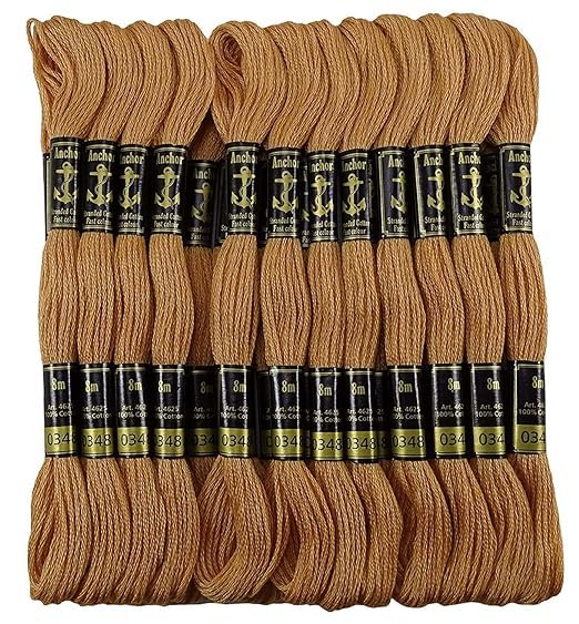 Anchor Cross Stich/Long Stich Embroidery Cotton Threads,Pack of 25, 8 Mt Each Skeins (Multicolour (25 Shades X 2 Each - 50 skeins))