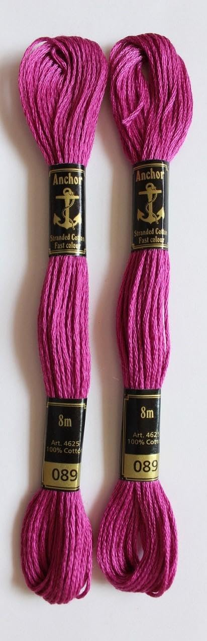 Anchor Cross Stich/Long Stich Embroidery Cotton Threads,Pack of 25, 8 Mt Each Skeins (Multicolour (25 Shades X 2 Each - 50 skeins))