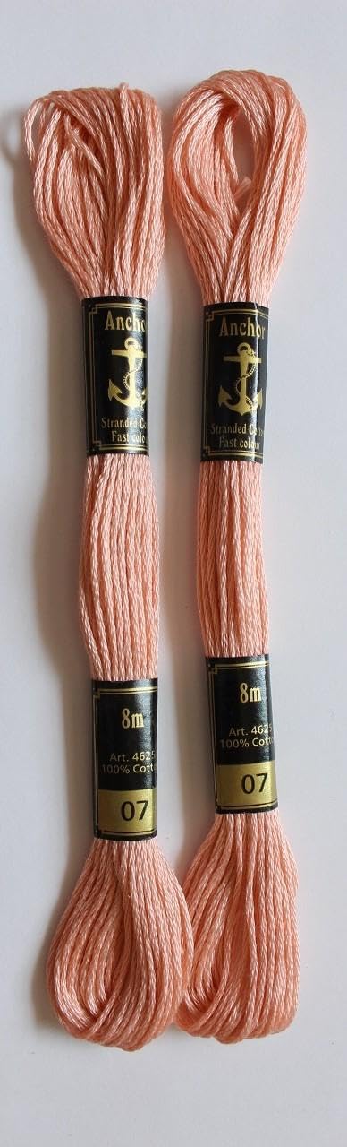 Anchor Cross Stich/Long Stich Embroidery Cotton Threads,Pack of 25, 8 Mt Each Skeins (Multicolour (25 Shades X 2 Each - 50 skeins))