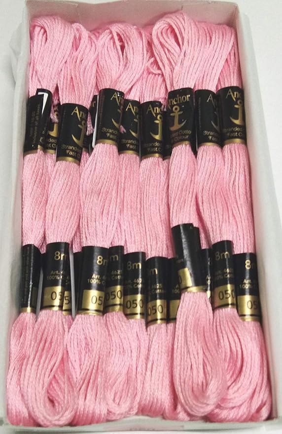 Anchor Cross Stich/Long Stich Embroidery Cotton Threads,Pack of 25, 8 Mt Each Skeins (Multicolour (25 Shades X 2 Each - 50 skeins))