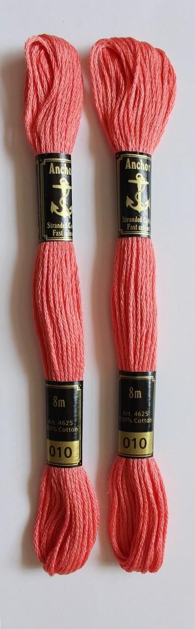 Anchor Cross Stich/Long Stich Embroidery Cotton Threads,Pack of 25, 8 Mt Each Skeins (Multicolour (25 Shades X 2 Each - 50 skeins))