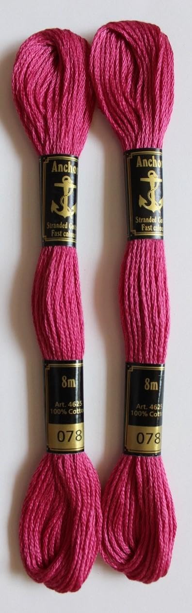 Anchor Cross Stich/Long Stich Embroidery Cotton Threads,Pack of 25, 8 Mt Each Skeins (Multicolour (25 Shades X 2 Each - 50 skeins))