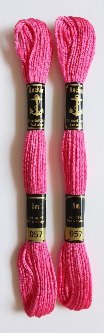 Anchor Cross Stich/Long Stich Embroidery Cotton Threads,Pack of 25, 8 Mt Each Skeins (Multicolour (25 Shades X 2 Each - 50 skeins))