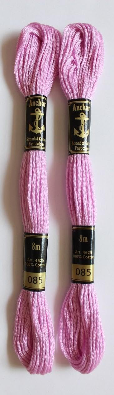 Anchor Cross Stich/Long Stich Embroidery Cotton Threads,Pack of 25, 8 Mt Each Skeins (Multicolour (25 Shades X 2 Each - 50 skeins))