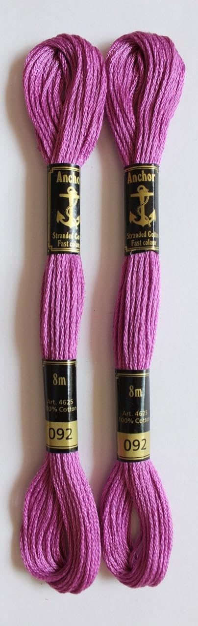 Anchor Cross Stich/Long Stich Embroidery Cotton Threads,Pack of 25, 8 Mt Each Skeins (Multicolour (25 Shades X 2 Each - 50 skeins))