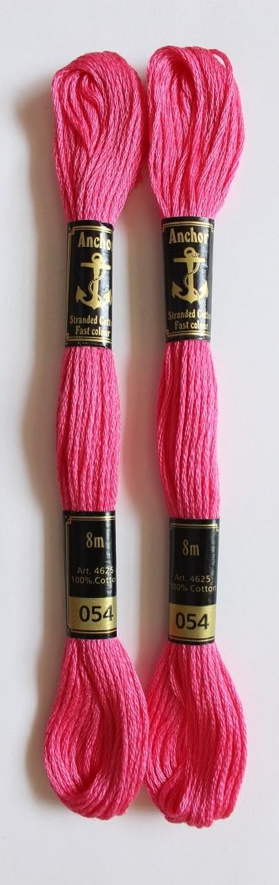 Anchor Cross Stich/Long Stich Embroidery Cotton Threads,Pack of 25, 8 Mt Each Skeins (Multicolour (25 Shades X 2 Each - 50 skeins))