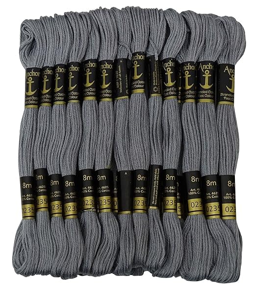 Anchor Cross Stich/Long Stich Embroidery Cotton Threads,Pack of 25, 8 Mt Each Skeins (Multicolour (25 Shades X 2 Each - 50 skeins))