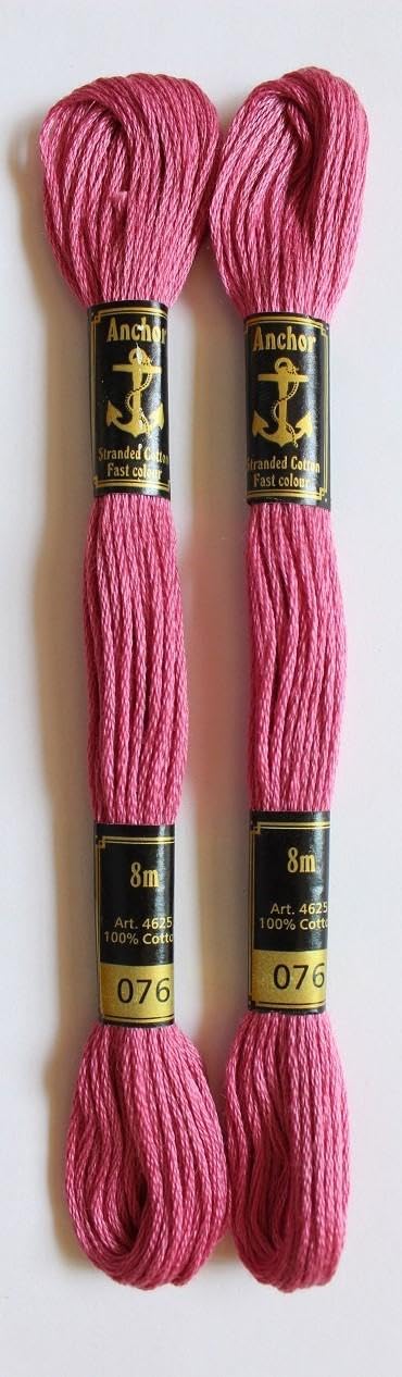 Anchor Cross Stich/Long Stich Embroidery Cotton Threads,Pack of 25, 8 Mt Each Skeins (Multicolour (25 Shades X 2 Each - 50 skeins))