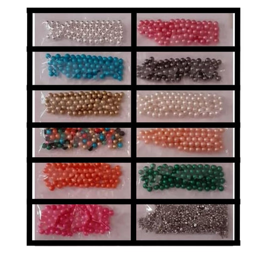 Pearl Setting Beads, 6mm Size, 11pcs Assorted Beads and Pin Kit for Pearl Setting Machine, for Jewellery Making