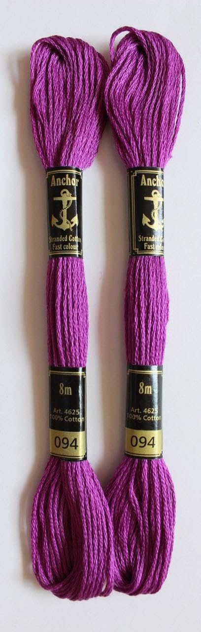 Anchor Cross Stich/Long Stich Embroidery Cotton Threads,Pack of 25, 8 Mt Each Skeins (Multicolour (25 Shades X 2 Each - 50 skeins))