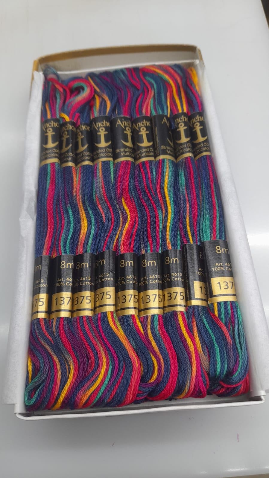 Anchor Cross Stich/Long Stich Embroidery Cotton Threads,Pack of 25, 8 Mt Each Skeins (Multicolour (25 Shades X 2 Each - 50 skeins))