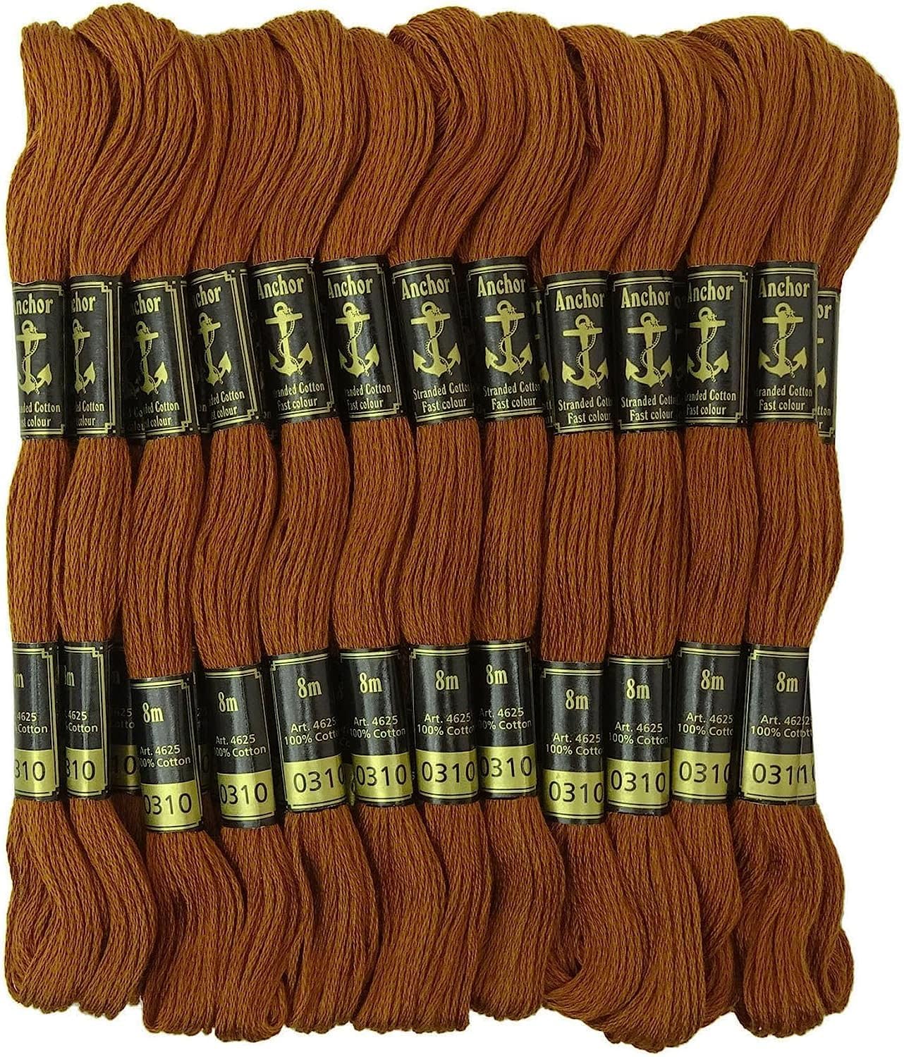 Anchor Cross Stich/Long Stich Embroidery Cotton Threads,Pack of 25, 8 Mt Each Skeins (Multicolour (25 Shades X 2 Each - 50 skeins))