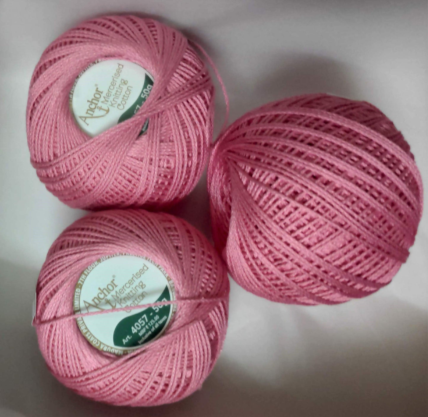 Anchor Mercerised Knitting Cotton Fast Colour 50grams Ball-Pink 4057-52 (Pink52-10, 10)