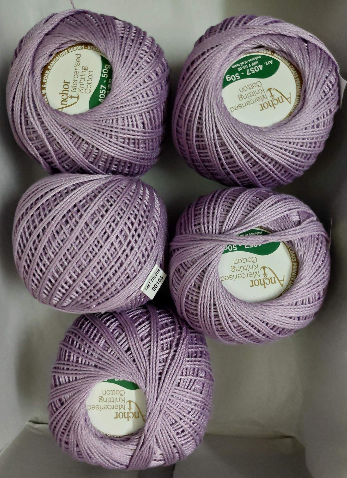 Anchor Mercerised Knitting Cotton Fast Colour-Lavender Light 4057 -0104 - 50g (Lavender104-1, 1)