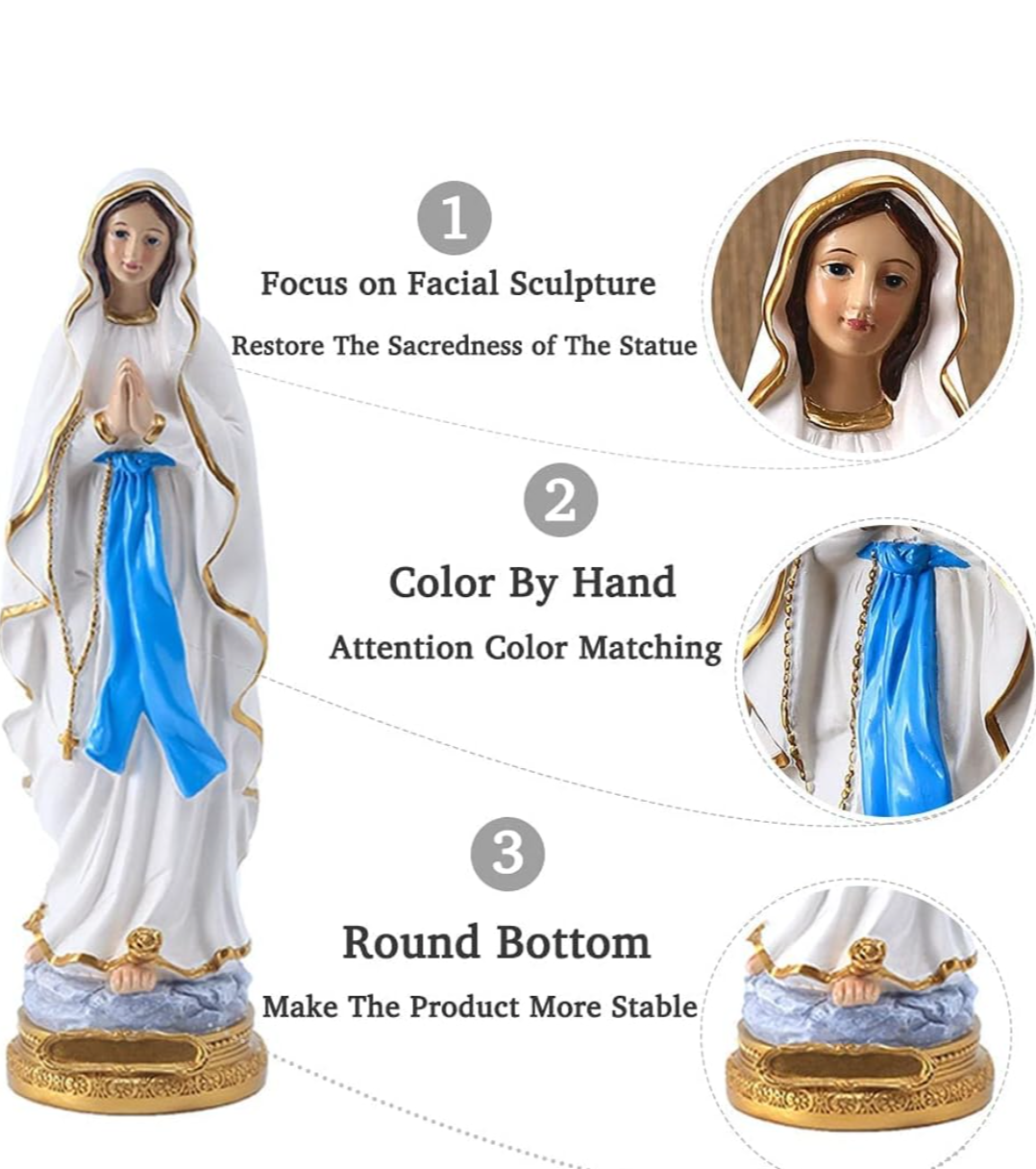 Lourdes Virgin Mary Statue, 16 Inch Catholic Blessed Virgin Mother Mary Statues, Catholic Gift Resin Virgin Mary Figurines, Suitable for Religious and Home Decor, Filling Indoor Space (16 Inch)